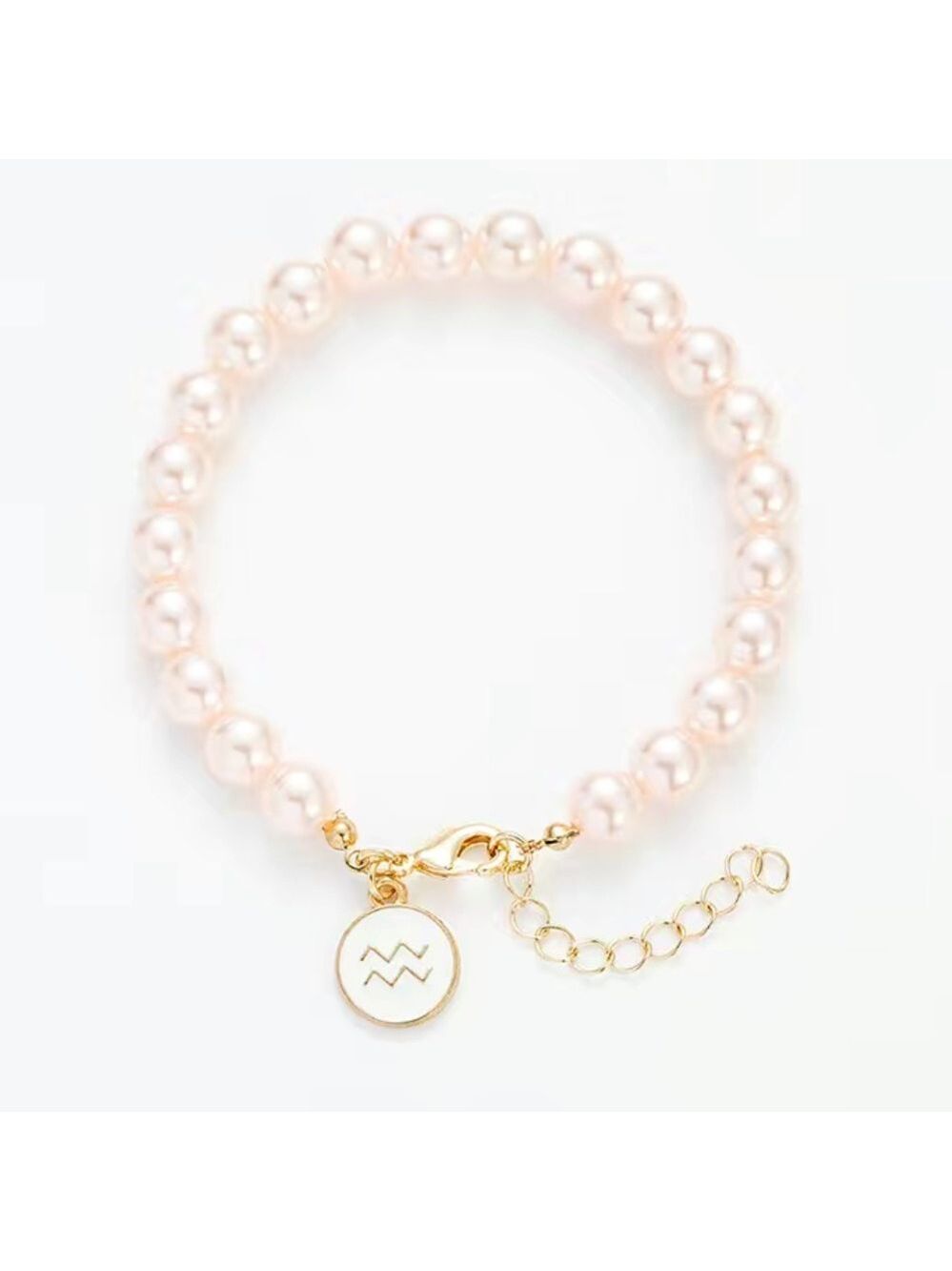 Aquarius 14k gold horoscope beaded adjustable chain bracelet